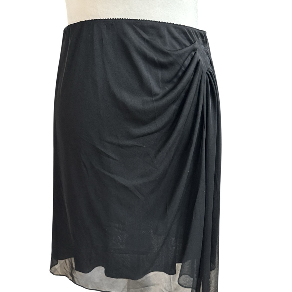 Alex Evenings Black Draped Side-Ruching Midi Skirt